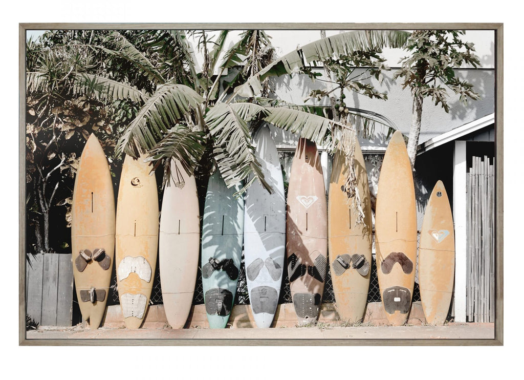 Surfboards Ink on Canvas Framed Print - Wanderlustre