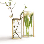 Load image into Gallery viewer, Windows Square Vases with Gold Metal Trim