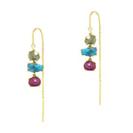 Load image into Gallery viewer, Three Stone Threader Earrings