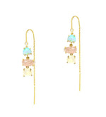 Load image into Gallery viewer, Three Stone Threader Earrings