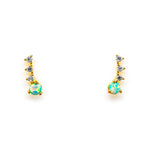Load image into Gallery viewer, Gold Vermeil 4 Stone CZ and Opal Crawler Earrings