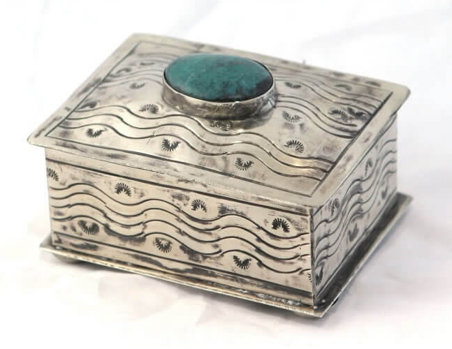 Small Stamped Box with Turquoise