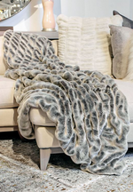 Load image into Gallery viewer, Couture Collection Glacier Grey Mink Faux Fur Throw