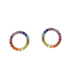 Load image into Gallery viewer, Rainbow Open Circle Stud Earrings
