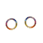 Load image into Gallery viewer, Rainbow Open Circle Stud Earrings