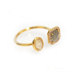 Load image into Gallery viewer, Gold Ring with Labradorite and Cats Eye