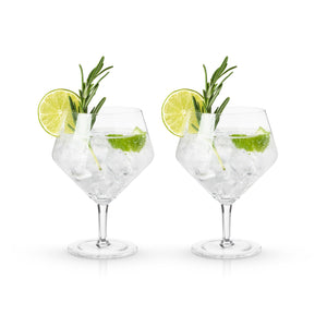 Angled Crystal Gin & Tonic Glasses (set of 2)