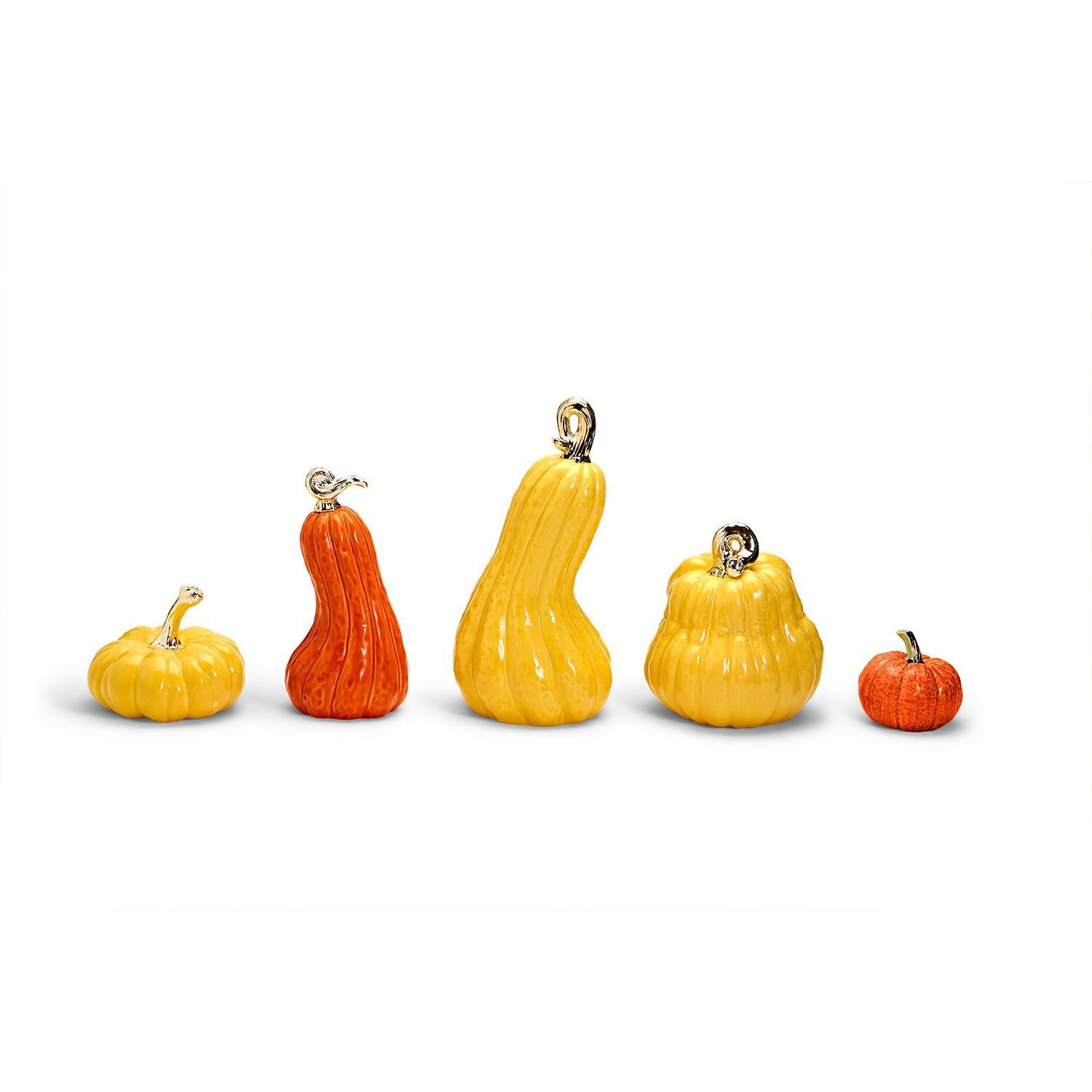 Ceramic Pumpkins with Gold Stem