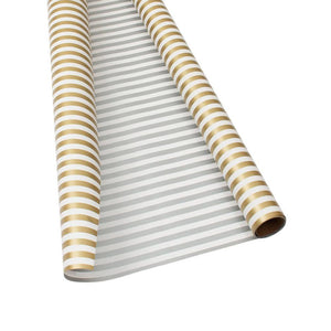 Club Stripe Reversible Gift Wrapping Paper in Gold and Silver