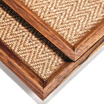 Load image into Gallery viewer, Teak Decorative Trays with Bamboo Weaving
