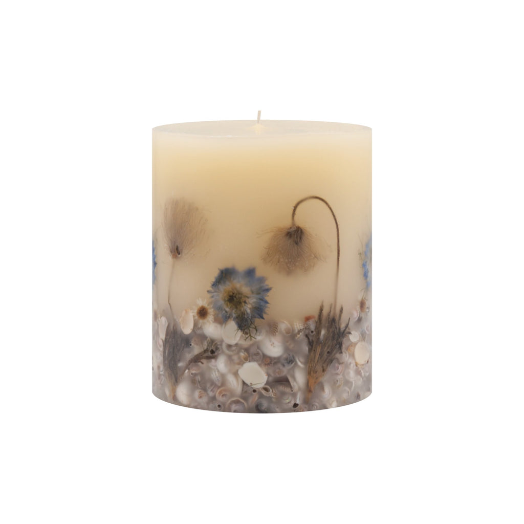 Rosy Rings Beach Daisy Round Botanical Candle - Wanderlustre