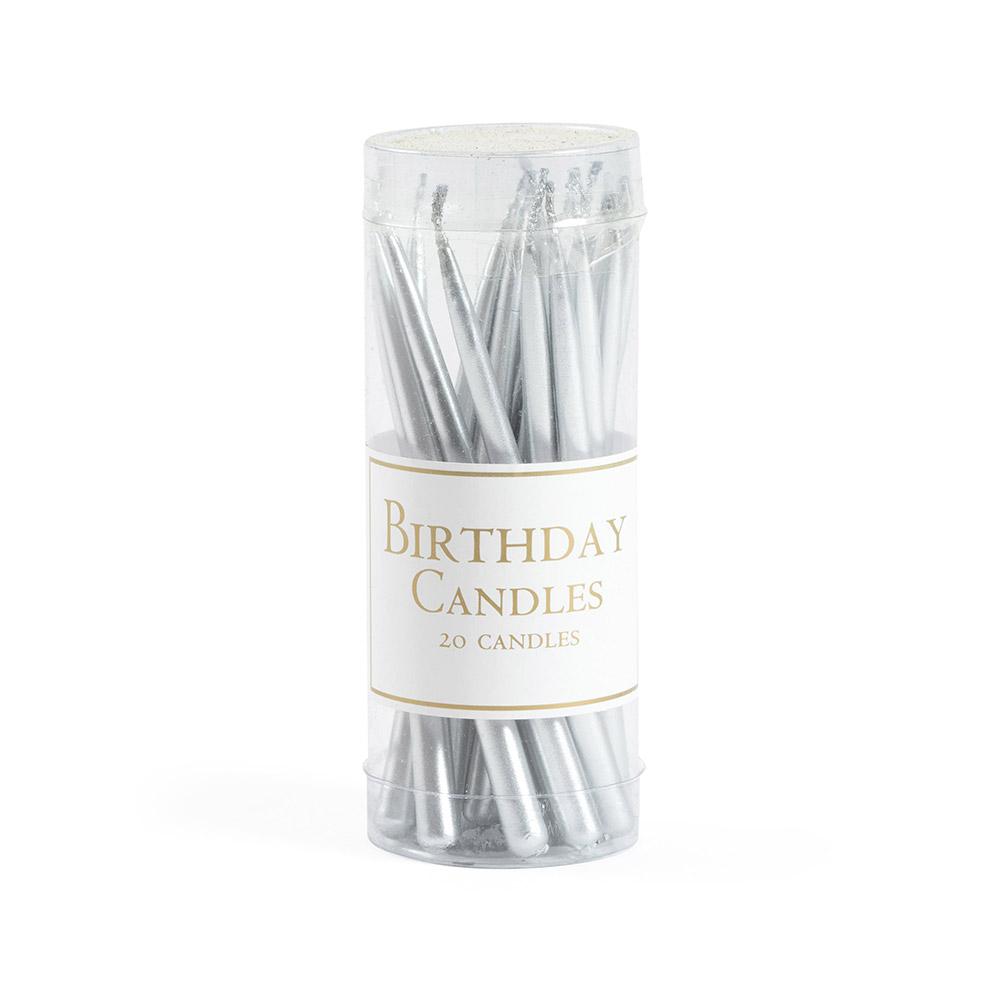 Birthday Candles in Silver (pack of 20 candles)