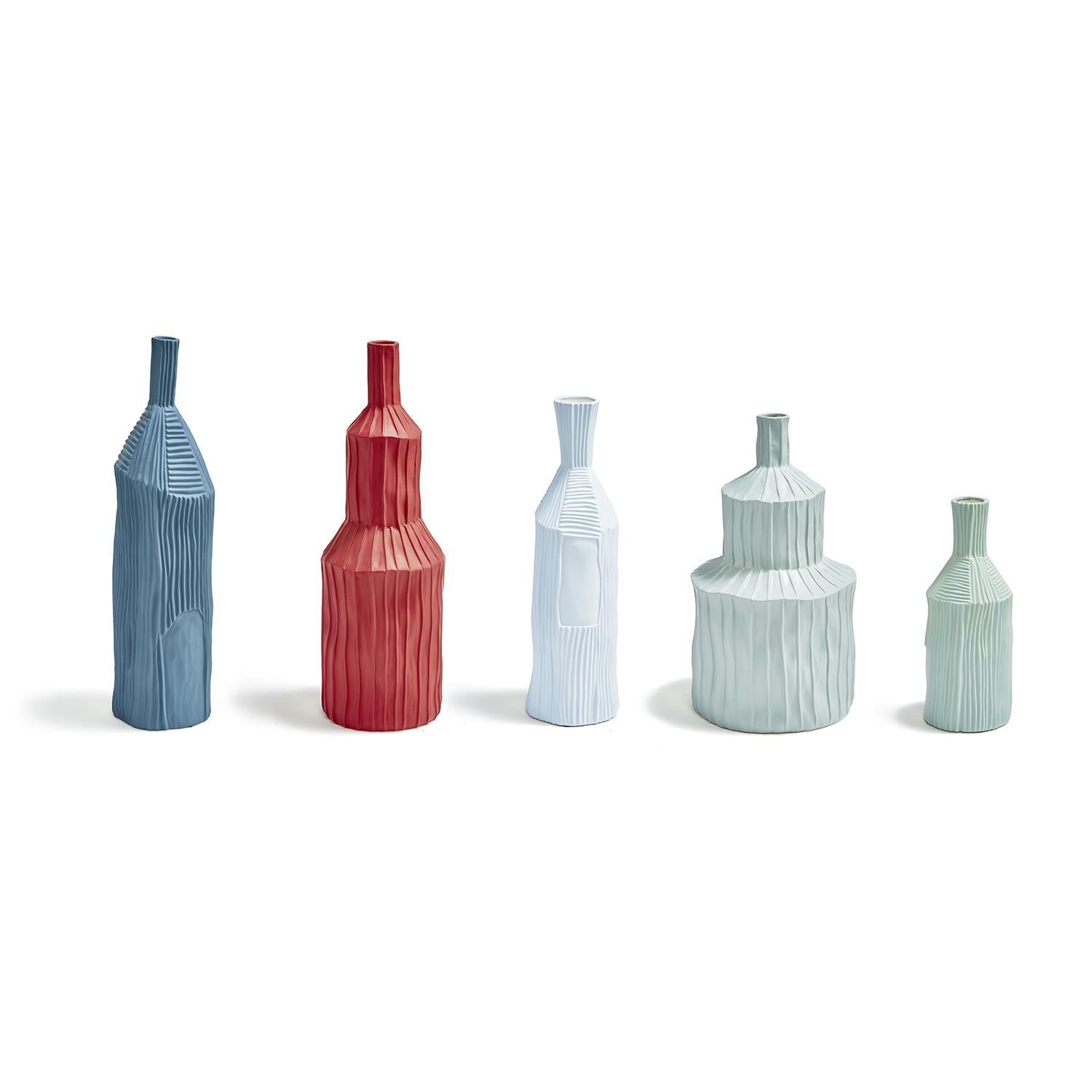 Colorful Porcelain Ribbed Vases