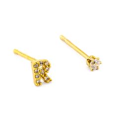 TAI 14K Gold Initial Stud Earrings (sold individually) - Wanderlustre