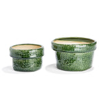 Load image into Gallery viewer, Glazed Weave Green Stoneware Planters
