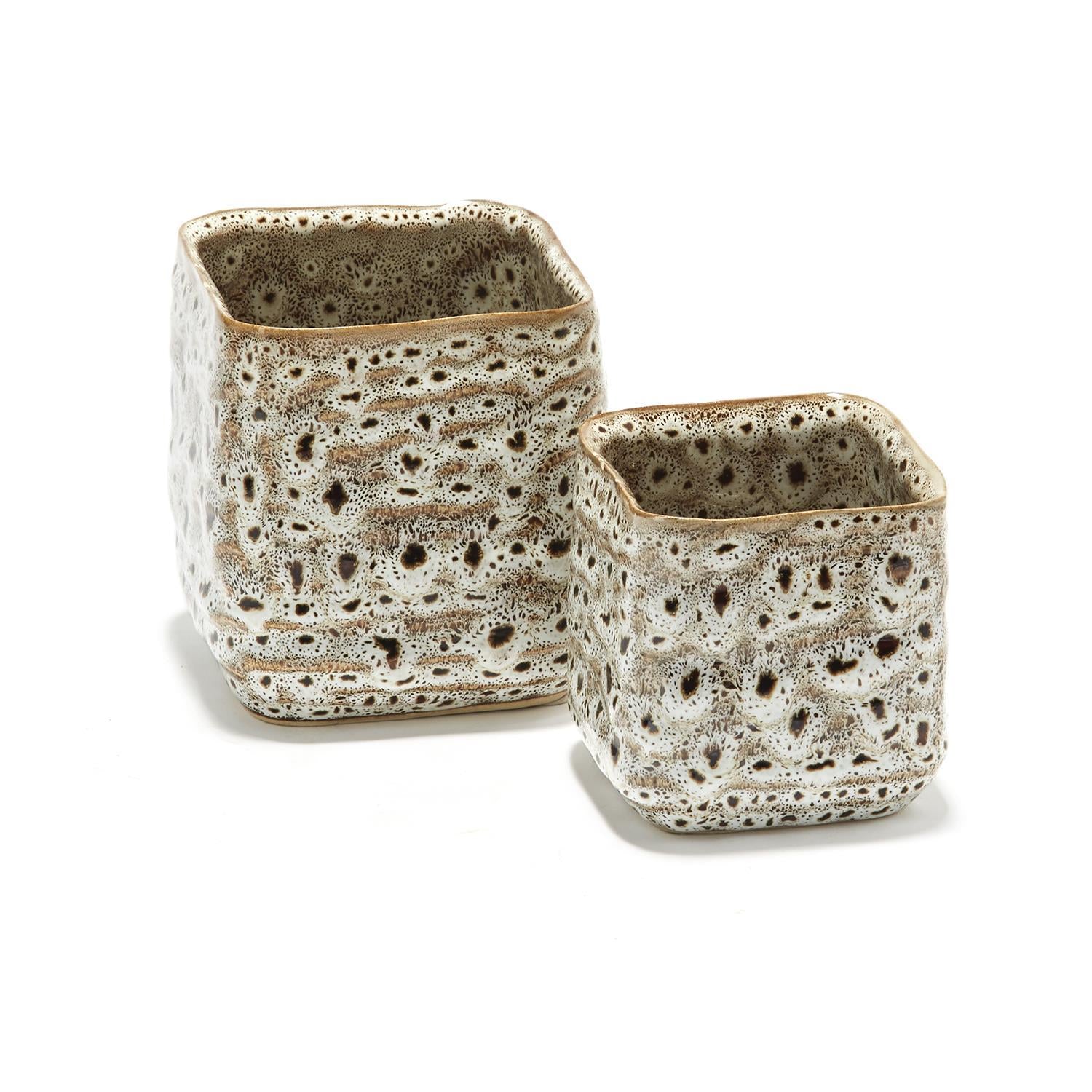 Katla Brown Speckled Hand-Crafted Ceramic Containers - Wanderlustre