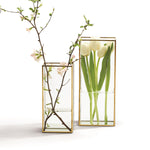 Load image into Gallery viewer, Windows Square Vases with Gold Metal Trim
