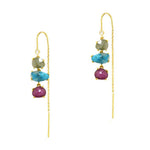Load image into Gallery viewer, Three Stone Threader Earrings
