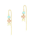 Load image into Gallery viewer, Three Stone Threader Earrings

