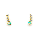 Load image into Gallery viewer, Gold Vermeil 4 Stone CZ and Opal Crawler Earrings
