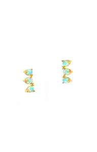 Three Stone Opal Climber Earrings