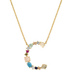 Load image into Gallery viewer, Stone Initial Pendant Necklace
