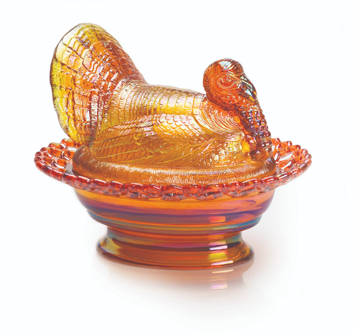 Turkey in Basket Glass Dish