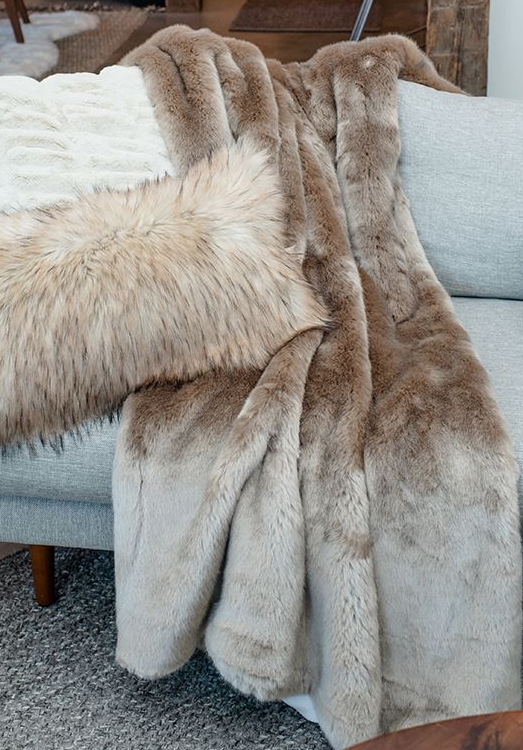 Couture Collection Champagne Mink Faux Fur Throw