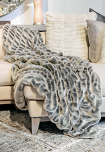 Load image into Gallery viewer, Couture Collection Glacier Grey Mink Faux Fur Throw
