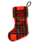 Load image into Gallery viewer, Red Plaid Faux Fur Stocking
