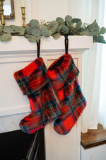 Load image into Gallery viewer, Red Plaid Faux Fur Stocking
