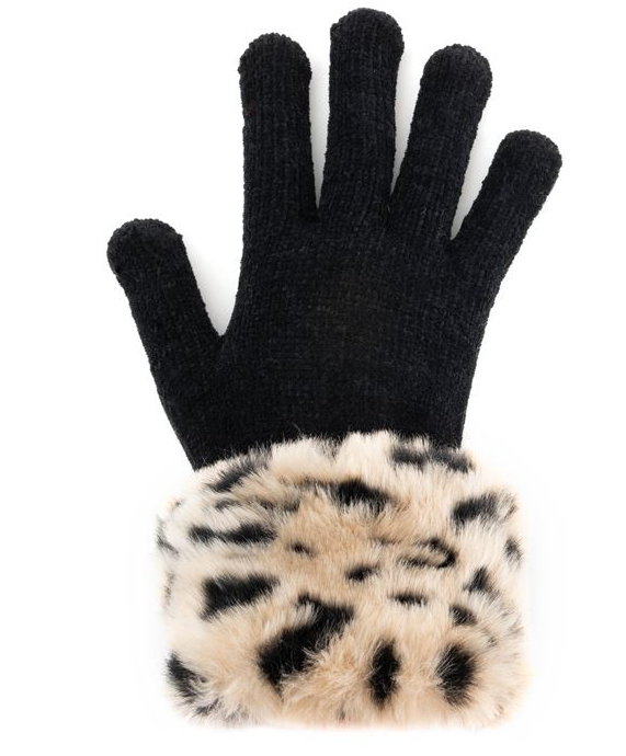 Faux Fur-Trimmed Tech Gloves