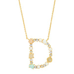 Load image into Gallery viewer, Opal Stone Initial Pendant Necklace

