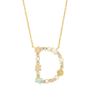 TAI JEWELRY  Opal Stone Monogram Necklace