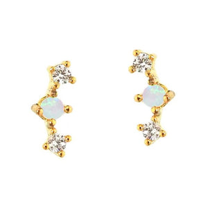 Climber Earrings with Opal Center Stone