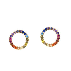 Rainbow Open Circle Stud Earrings