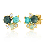 Load image into Gallery viewer, Blue Cluster Stud Earrings
