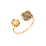 Load image into Gallery viewer, Gold Ring with Labradorite and Cats Eye
