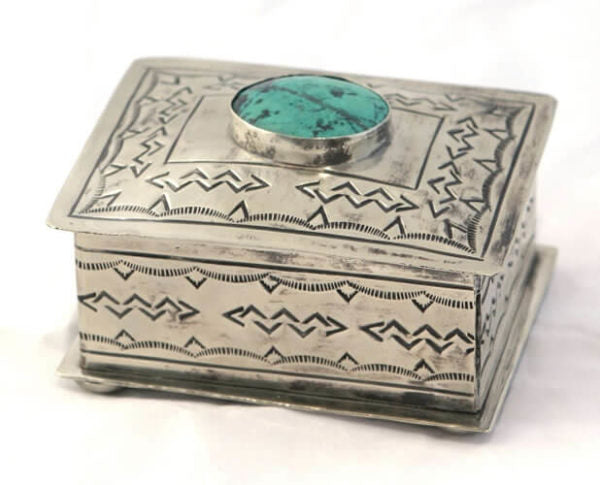 Small Stamped Box with Turquoise - Wanderlustre