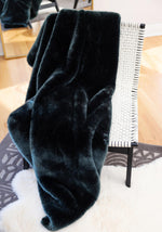 Load image into Gallery viewer, Couture Collection Emerald Green Mink Faux Fur Throw
