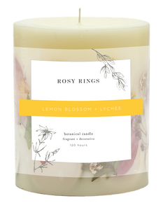 Rosy Rings Lemon Blossom & Lychee Round Botanical Candle