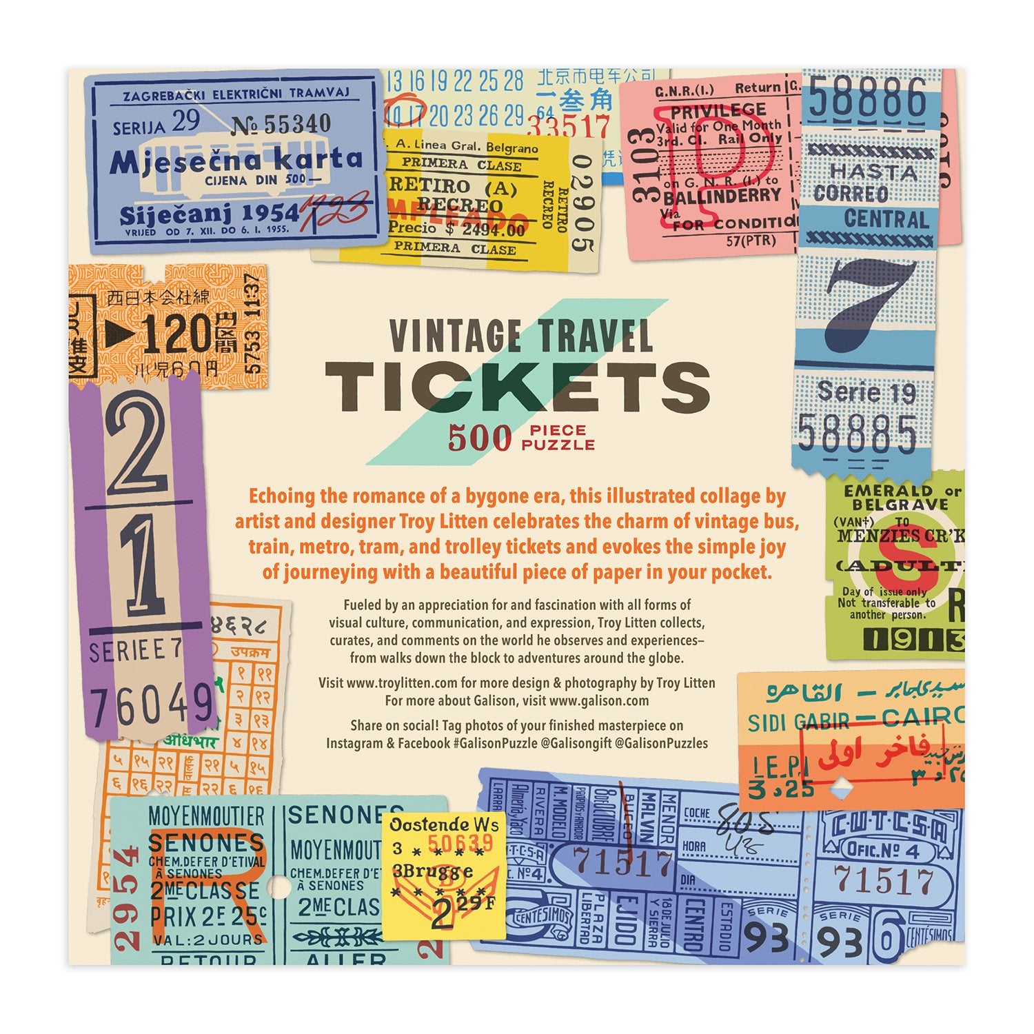 Vintage Travel Tickets 500-Piece Jigsaw Puzzle
